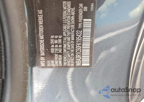 2015 BMW 435 I из США, поврежденный, VIN WBA3R1C50FK195432